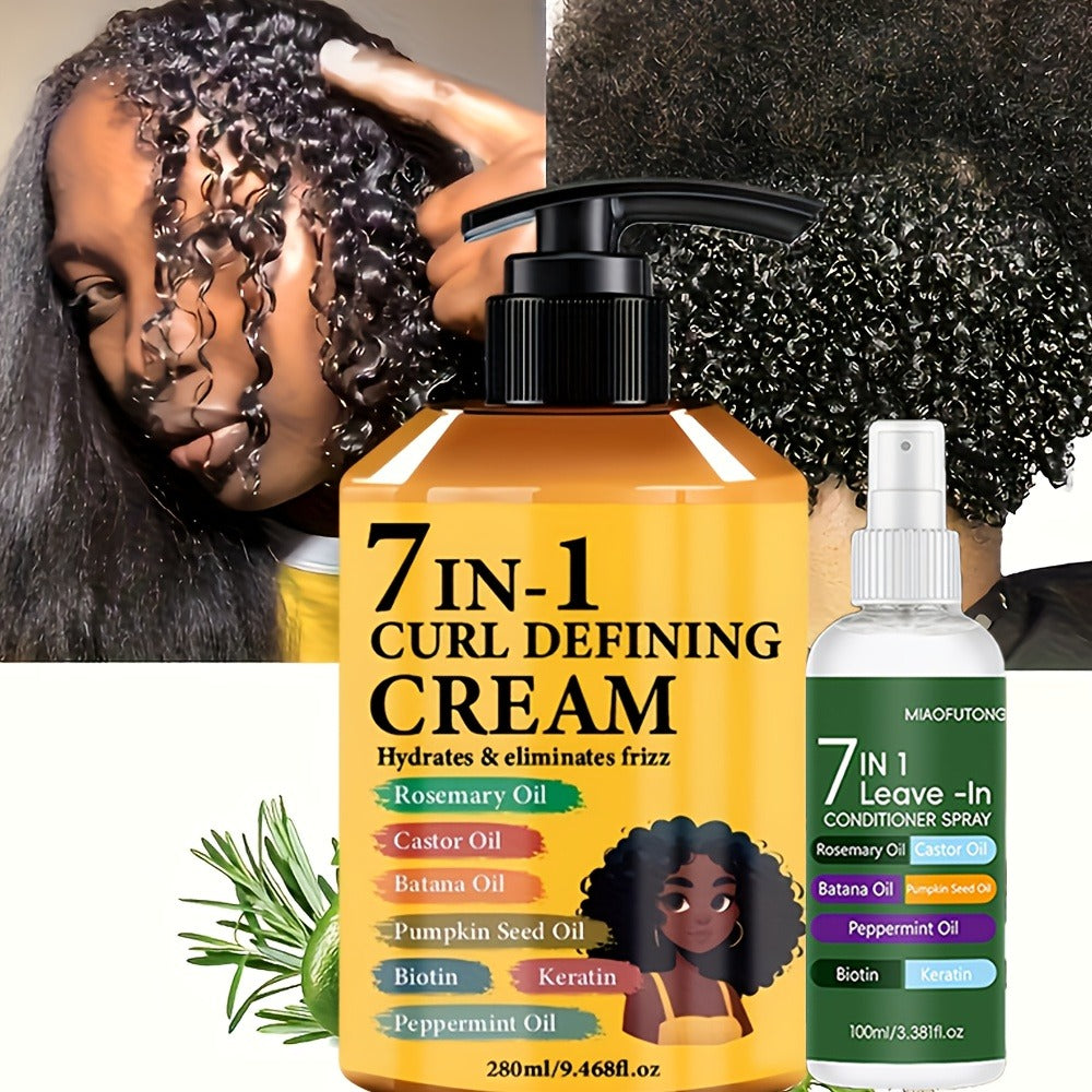 Rosemary Hair Growth Styling Cream & Leave-In Conditioner Spray Set 2pcs - 7-in-1 Formula with Castor, Batana & Pumpkin Seed Oil, Biotin & Keratin for All Hair Types | 9.47oz + 3.3 - product image 7