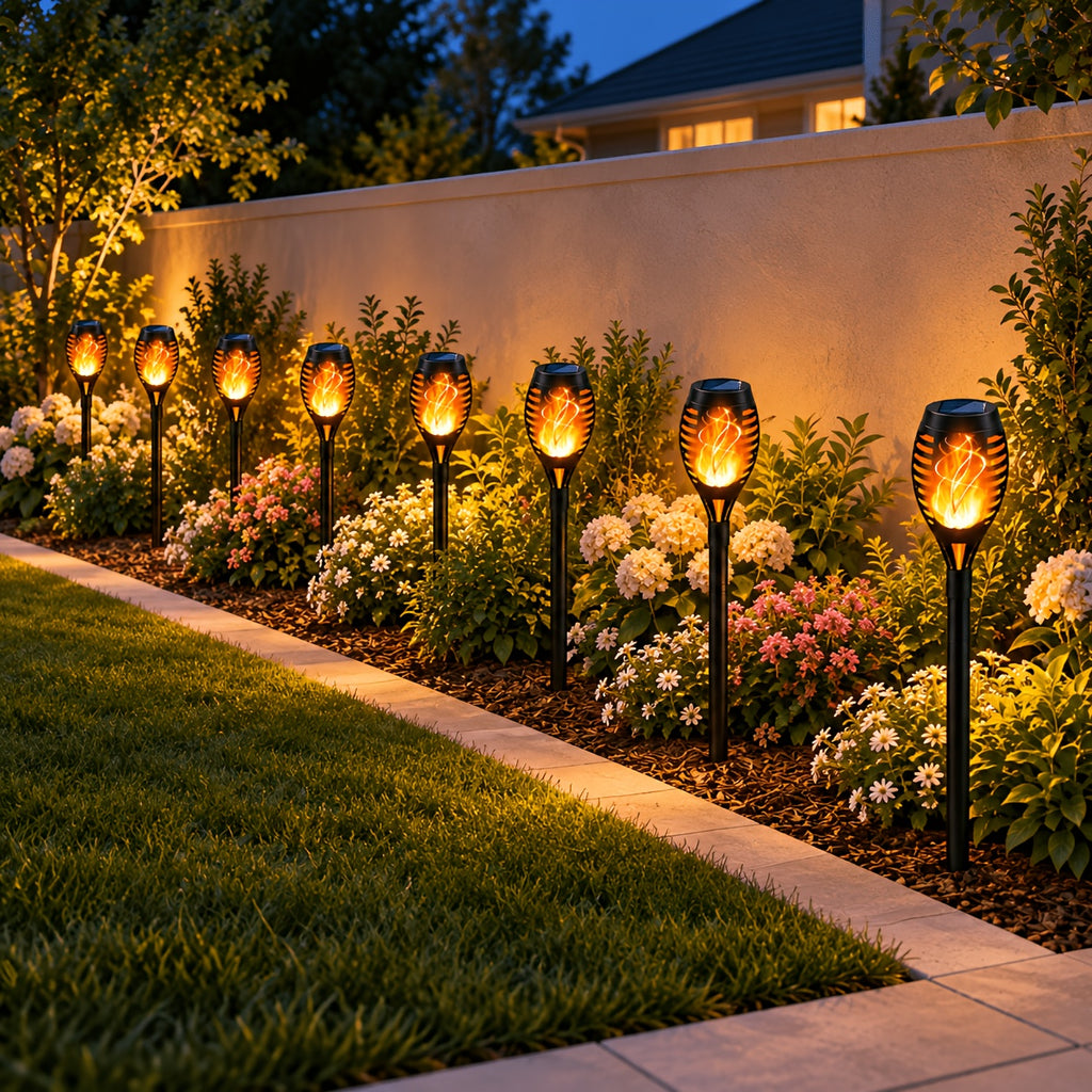 16-8pcs Solar Torch Lights With Smart Light Control, Upgraded Solar Torches Featuring Flashing Flames, Suitable For Garden Lawn Decoration, Solar Outdoor Lights - product image 10