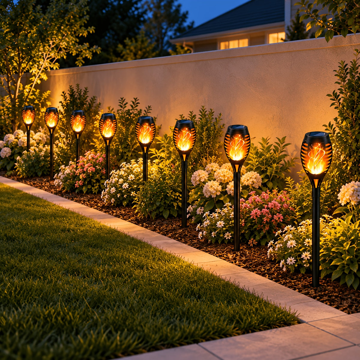 16-8pcs Solar Torch Lights With Smart Light Control, Upgraded Solar Torches Featuring Flashing Flames, Suitable For Garden Lawn Decoration, Solar Outdoor Lights - product image 10