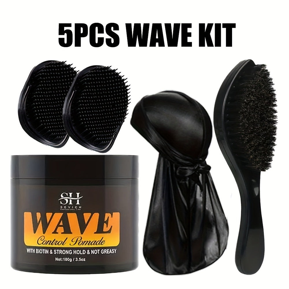 360 Wave Pomade Strong Hold Hair Styling with Jojoba Oil — Frizz Control Moisturizing Formula for Dreads Locks Twists Coily Curly Wavy Hair Men Grooming Daily Hair Care Set - product image 12