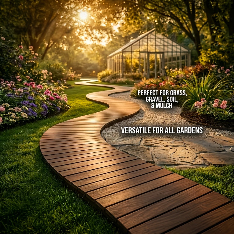 Roll-up Wooden Garden Walkway, Slip-resistant and Weather-resistant Outdoor Path, Suitable for Lawns, Terraces, Courtyards, and Flower Bed Edges - product image