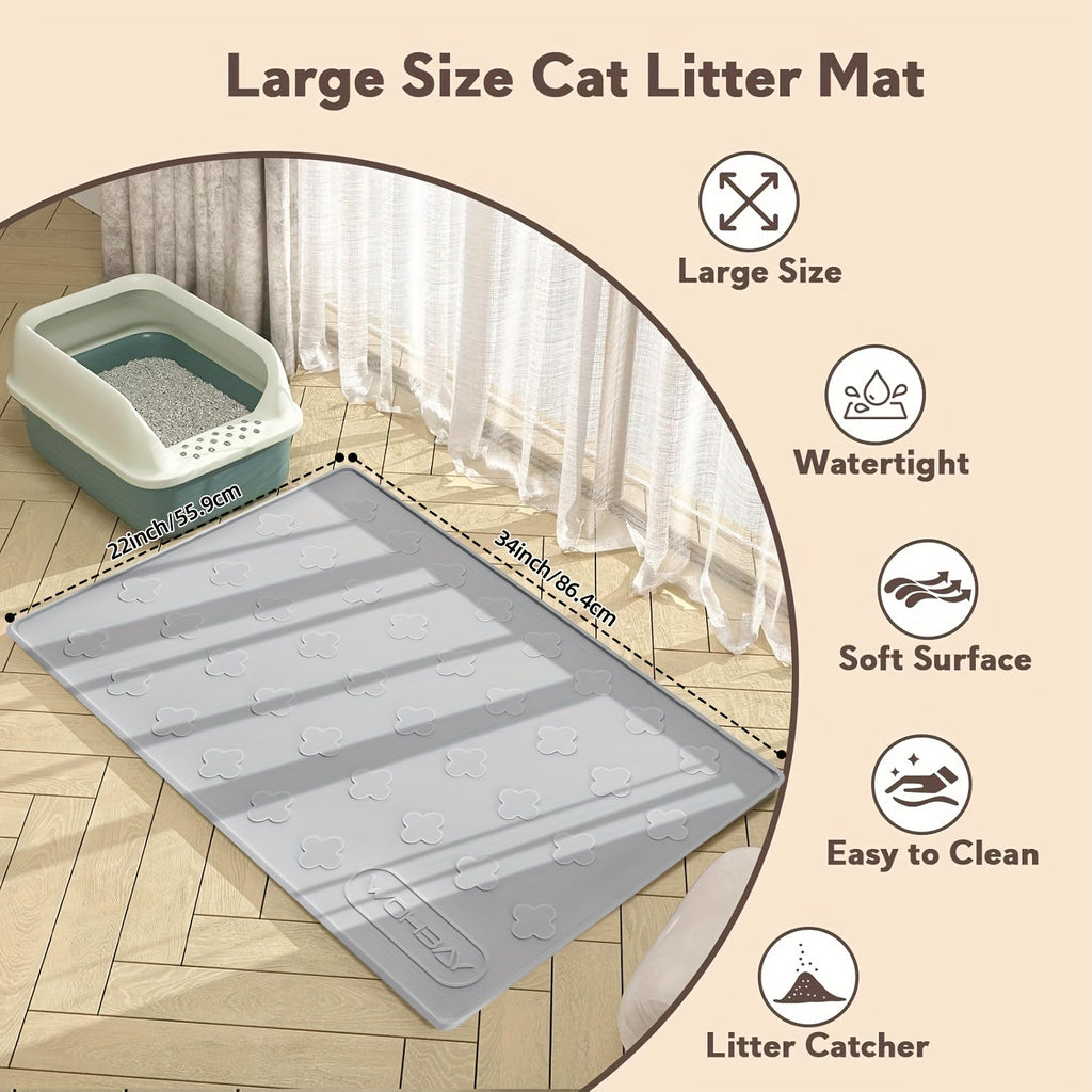 Cat Litter Mat XXL Silicone 34x22 Inch – 3-in-1 Waterproof Non-Slip Litter Trapping Mat with Raised Edges Hassle-free Clean Foldable Pet Feeding Floor Protector - product image 5