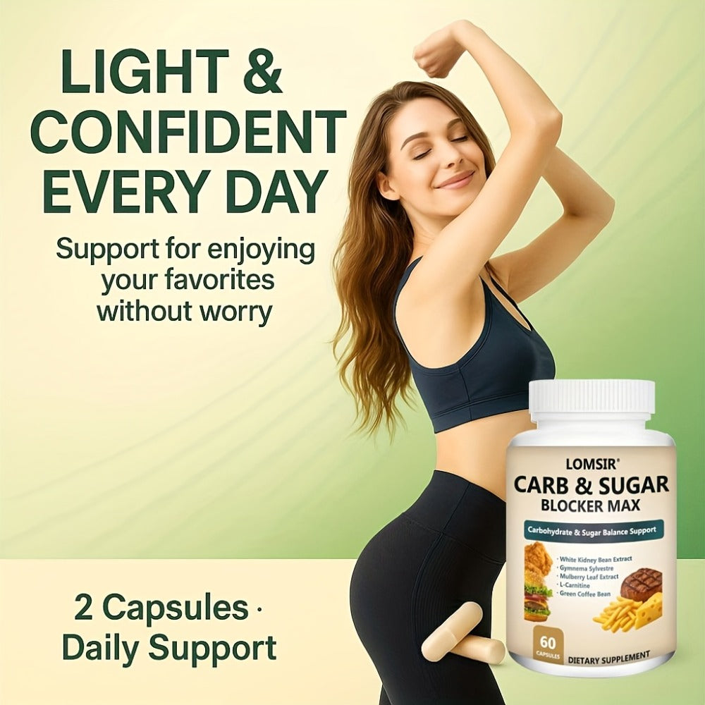 Carb & Sugar Blocker Supplement with White Kidney Bean Extract, Gymnema Sylvestre, Mulberry Leaf & L-Carnitine — Blood Sugar Balance & Weight Management Support, 60 Capsules for Wo - product image 3
