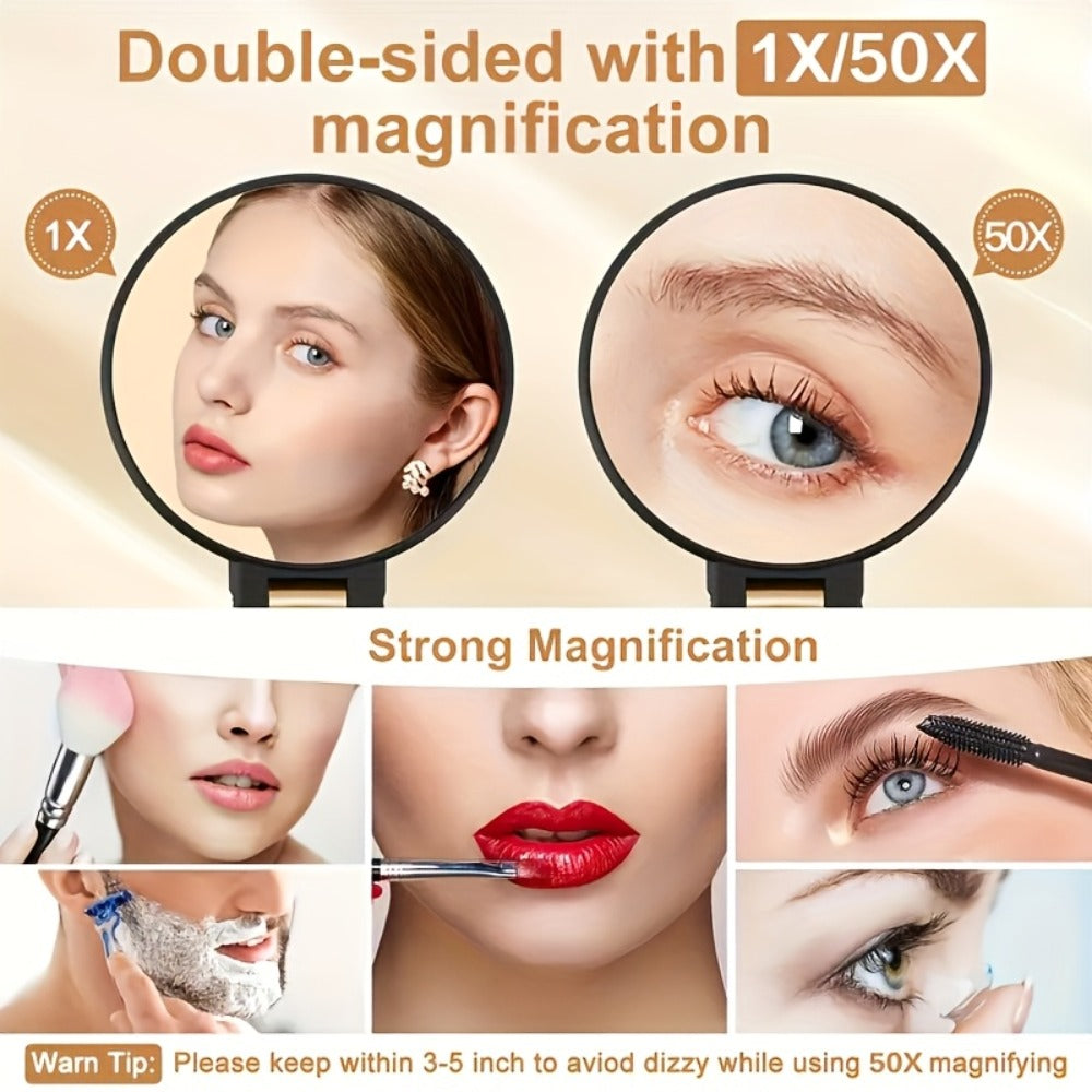 70X Magnifying Mirror Double-Sided 1X & 70X Zoom 360° Adjustable Handle - Handheld Desktop Wall Hang HD Precision Skincare Makeup Mirror for Women Pore Inspection - product image 2
