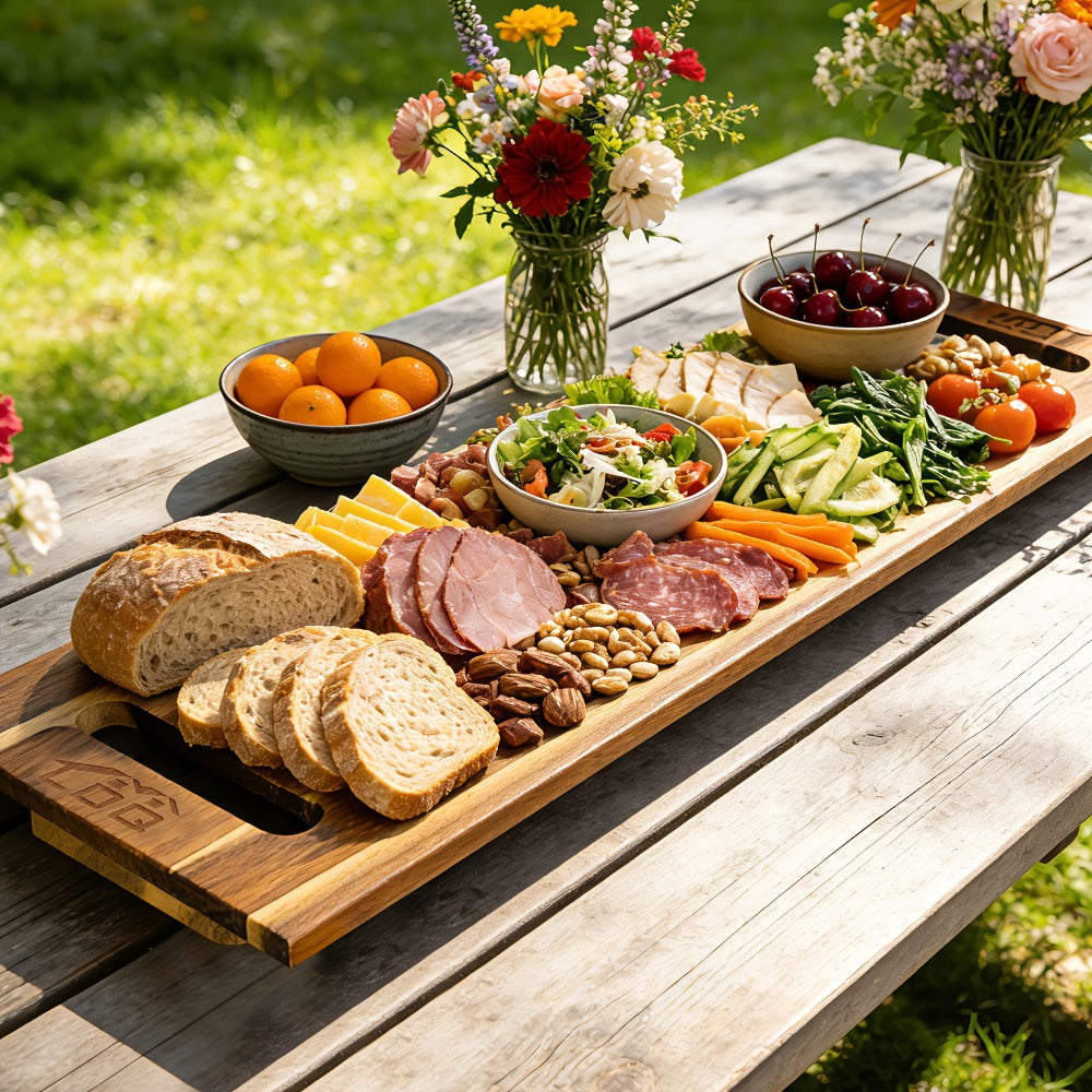 Charcuterie Board Extra Large 36x12 Inch Acacia Wood Cutting Board with Handles 3FT Rectangular Cheese Serving Platter Oversized Grazing Board for Meat Appetizers Party Entertainin - product image 8