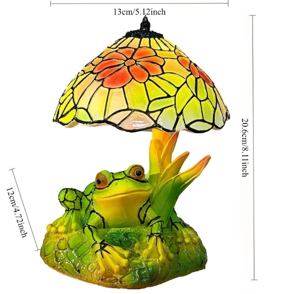 3D Frog Table Lamp Floral Painted Flower Night Light Warm Ambiance Home Decor Bedside Office Desk Study Decor Wedding Birthday Holiday Gift Cute Room Decor - product image 4