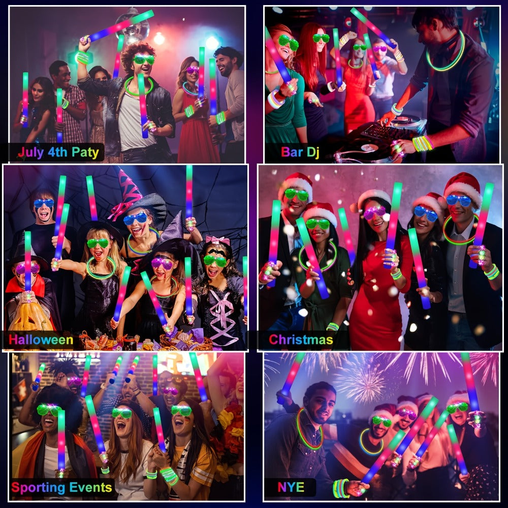 LED Glow Sticks Party Set – Foam Glow Sticks with 3 Light Modes, Glow Glasses, Headbands & Finger Lights for Rave, Wedding, Birthday, Concert, Halloween, Christmas & New Year Party - product image 11