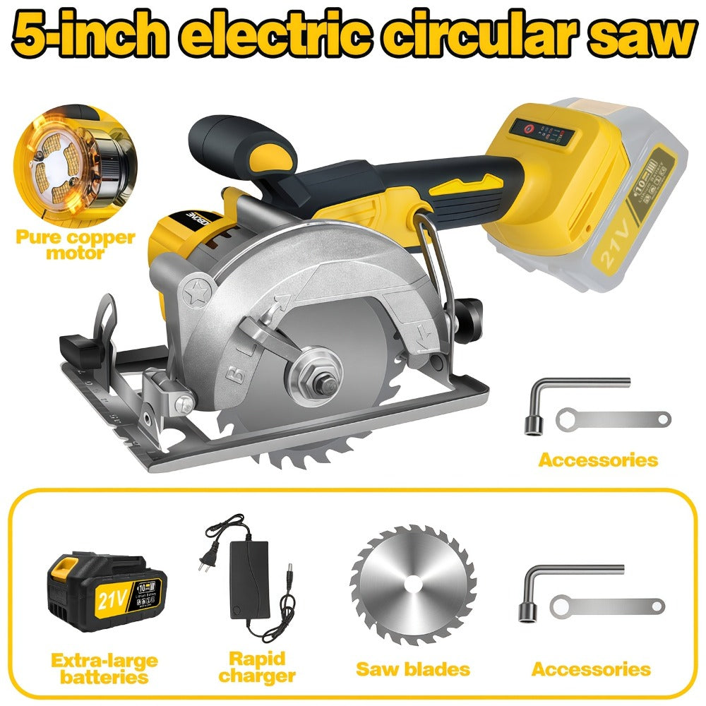 Brushless Circular Saw Kit 5-Inch 6900RPM with 4000mAh Battery Charger 4 Blades 45 Degree Bevel Cordless Wood Cutting Saw for Woodworking Garden DIY Projects - product image 5