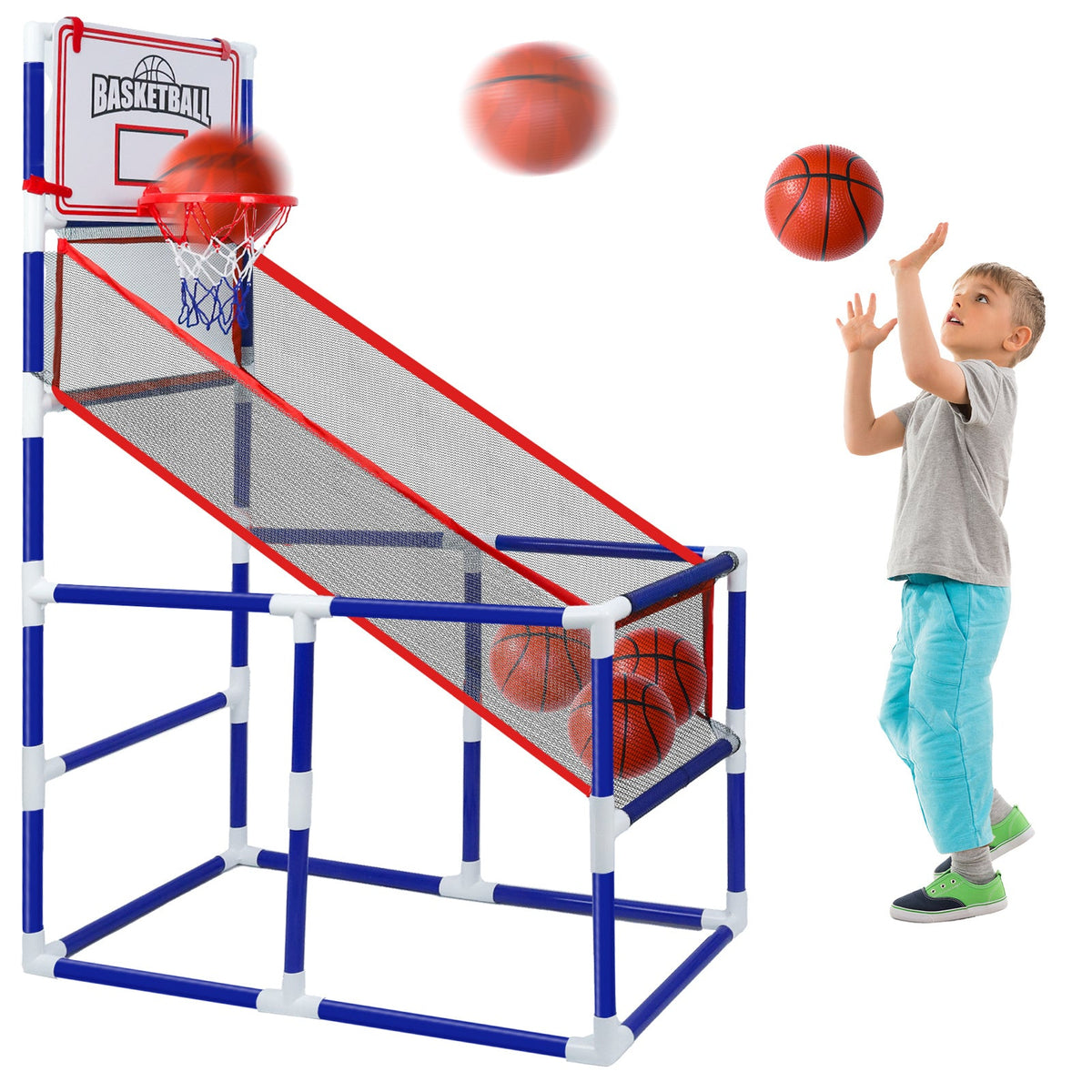 Kids Adjustable Basketball Hoop Set with 2 Balls & Storage – Best Birthday Christmas Gift for Boys and Girls – Indoor Outdoor Sport Toy for Ages 3 – 6, Thick - product image
