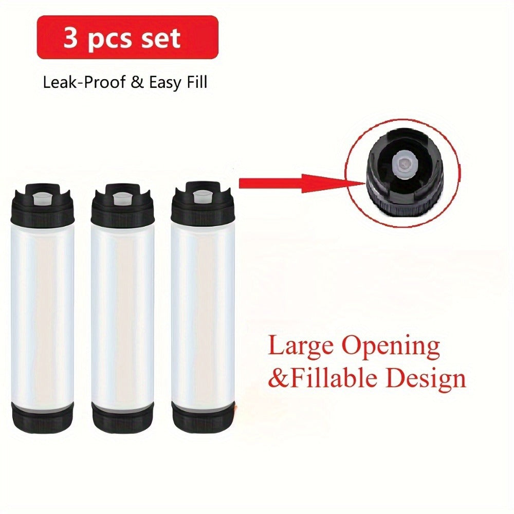 Squeeze Bottles Set of 3 Leak-Resistant Wide Opening Sauce Dispenser Transparent - product image 3