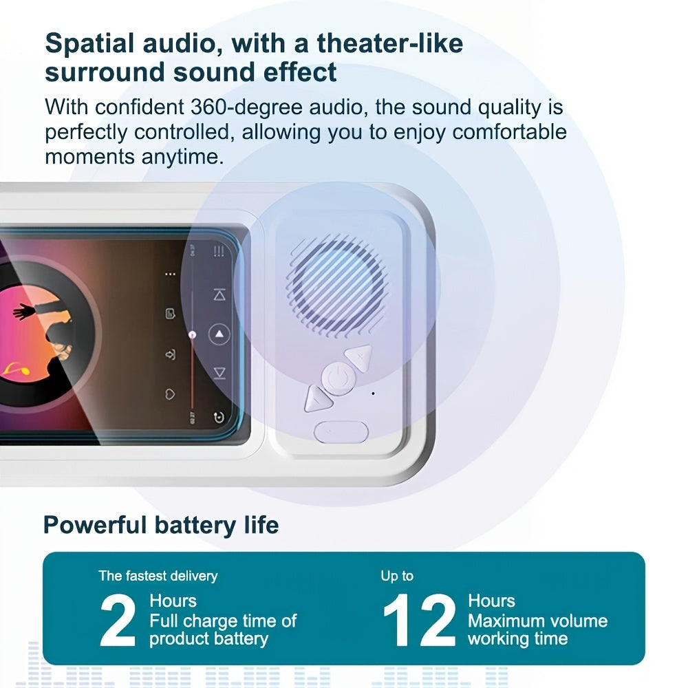 Shower Speaker, 2026 New Shower Phone Holder, Wireless Wireless Speaker - IPX5 Rating, 360-Degree Rotating Visible Shower Phone Mount, Suitable for Bathroom Tubs, Kitchen Walls, Mirrors