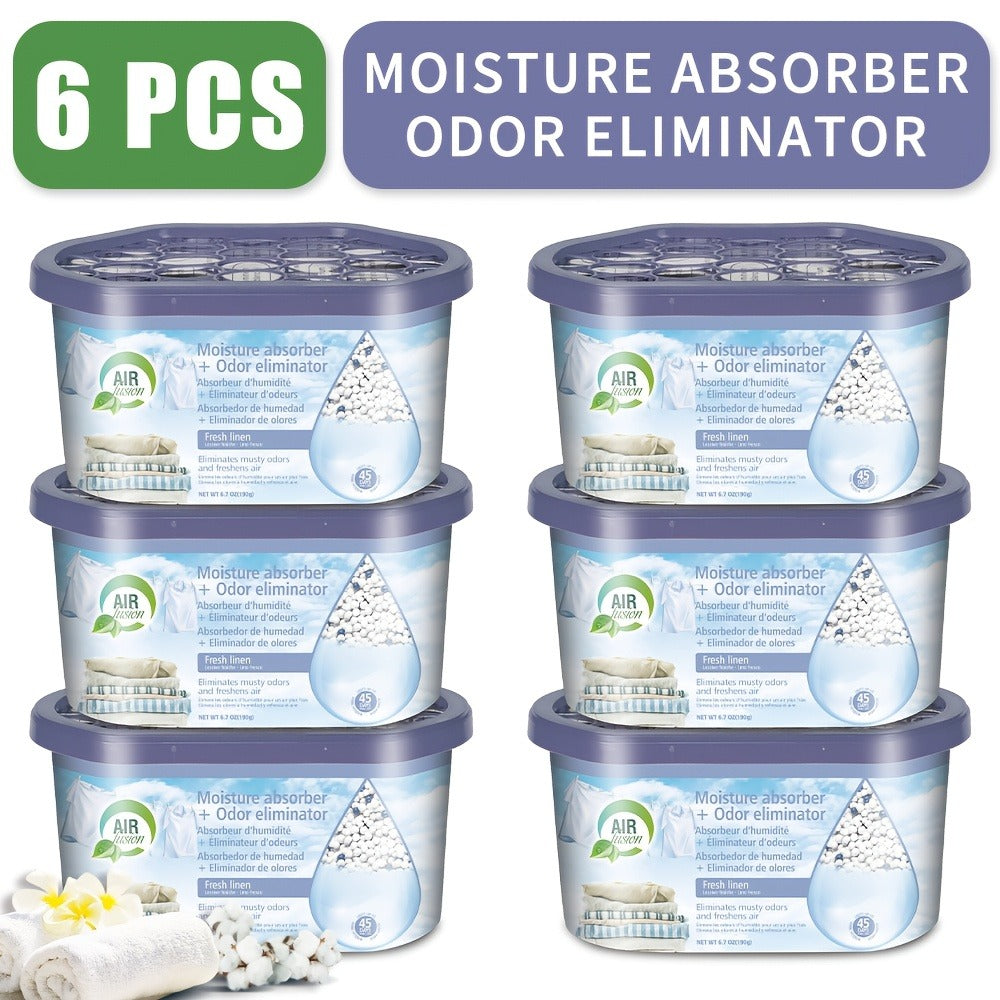 Moisture Absorber Dehumidifier Box 6-Pack – Odor Eliminator & Humidity Controller for Closet, Bathroom, Kitchen, Pantry, Boat & RV – Lavender Vanilla, Fresh Linen, Jasmine Blossom, - product image 4