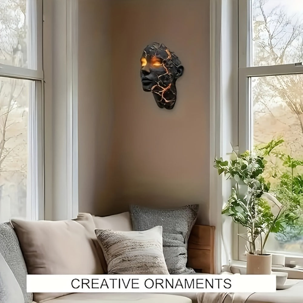 3D Shattered Soul Wall Lamp – LED Night Light Cracked Face Phantom Effect USB Powered Resin Wall Light for Bedroom Living Room Bar Cafe Home Decor, Easy Install Gothic Aesthetic At - product image 9