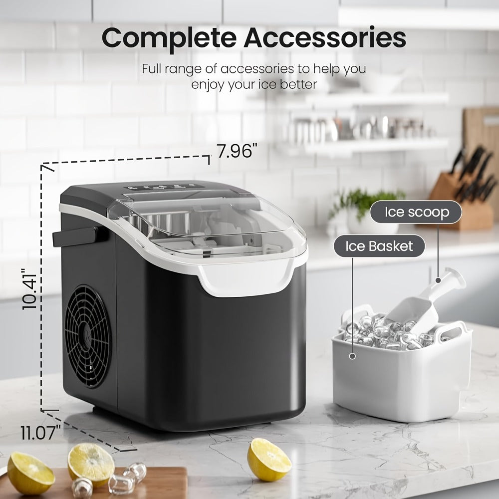 Countertop Bullet Ice Maker 26lbs/24H, 9 Bullet Ice Cubes in 6 Mins, 2 Sizes, Self-Cleaning Portable Ice Machine with Handle Ice Basket & Scoop, for Home Kitchen RV Camping - product image 2