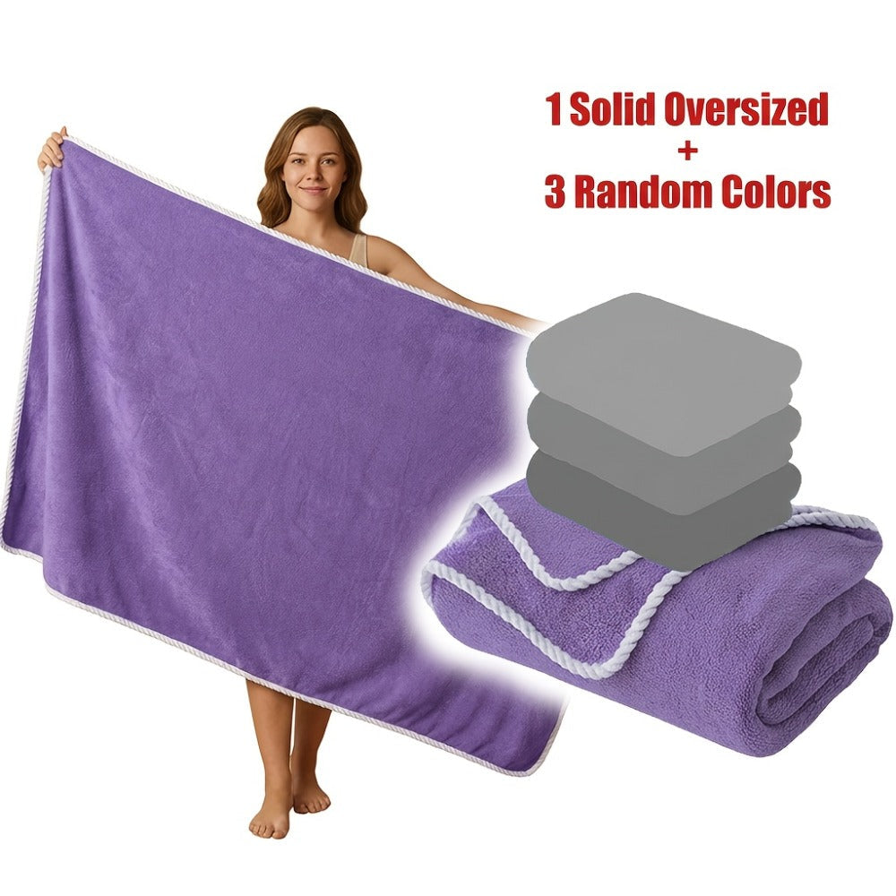 Extra Large Bath Towel Set 4 Piece for Women - 300GSM Ultra Soft Quick Dry Absorbent Solid Color Hand Towels | Orange Green Blue Purple Pink | Spa Yoga Fitness Gym Bathroom Gift - product image 11