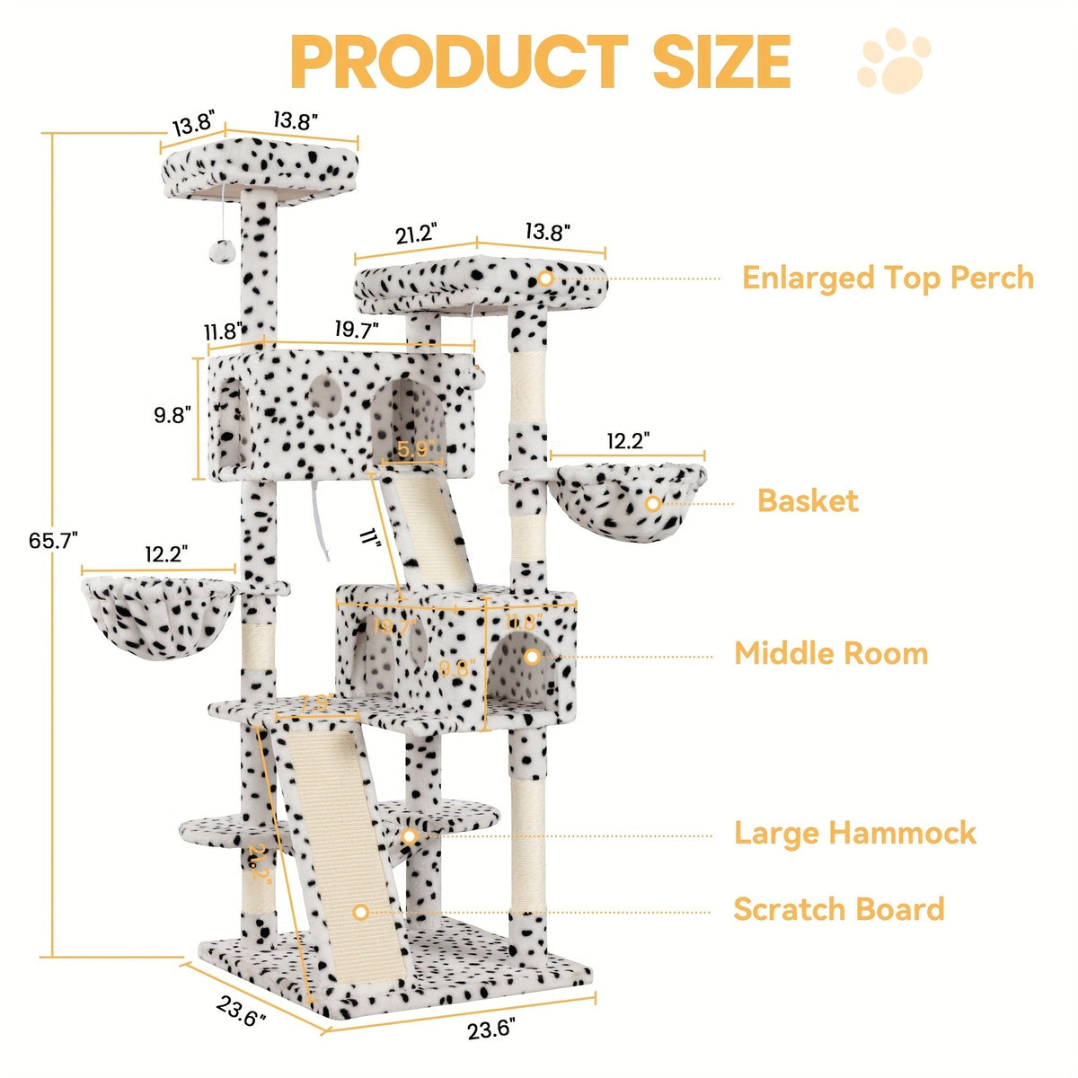 Cat Furniture with Sisal Scratching Posts, Plush Perches, Hammock, Basket & Corner Condo Cave, Hanging Toys & Climbing Ramp, Multiple Sizes & Colors | Cat Tree - product image 3