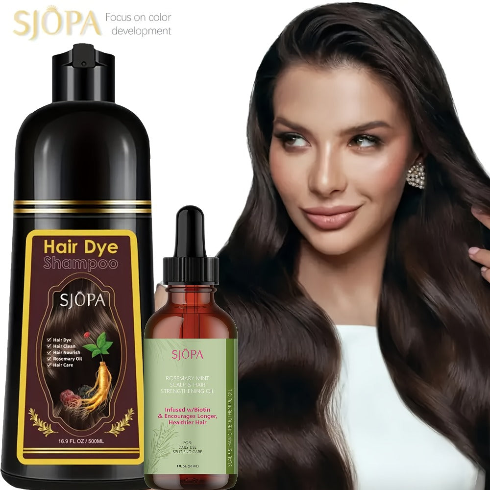 Hair Dye Kit 3-in-1 Color Shampoo with Rosemary Oil 500ml - Natural Safe No Ammonia Quick Coloring Gray Coverage Gentle on Skin Unisex Black Brown Red Purple Silver 12 Shades - product image 9