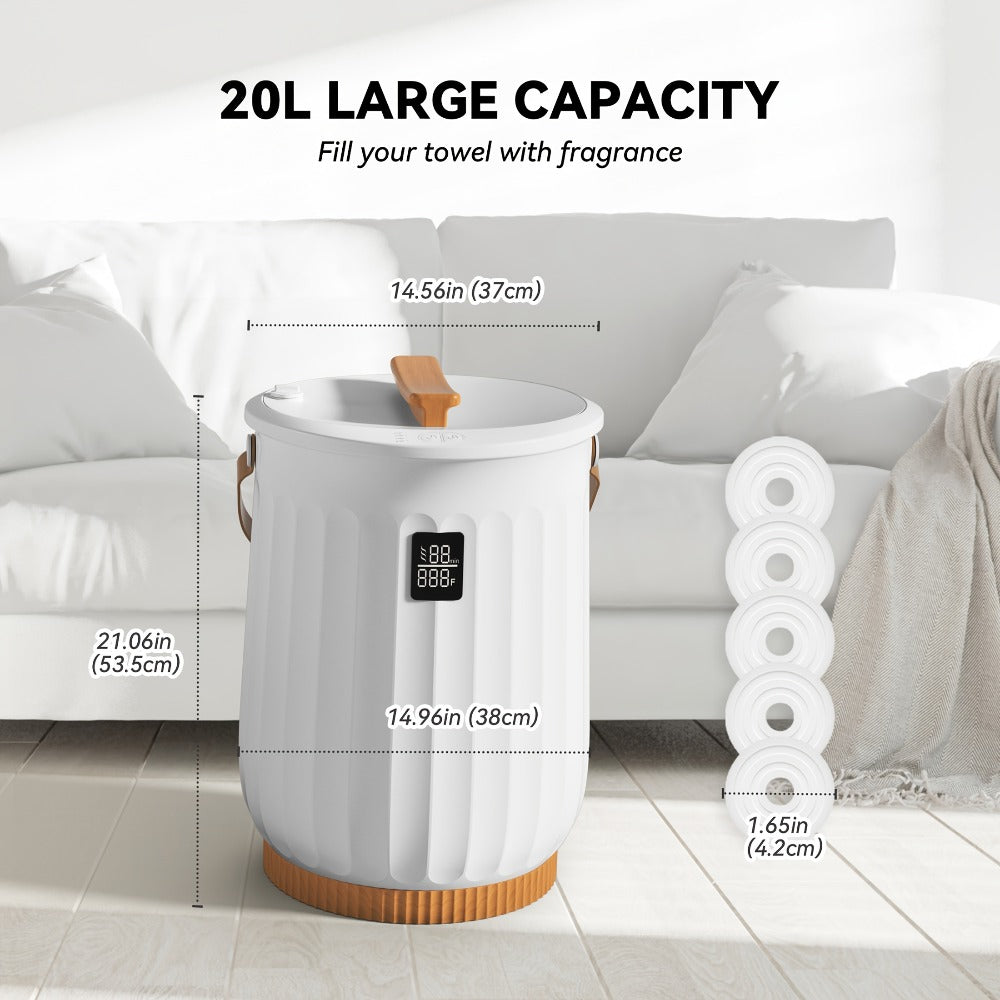 20L Deluxe Towel Warmer Bucket with Digital Display & 4 Timer Modes 15/30/45/60 Min - Auto Shut Off Self-Closing Lid, Spa-Quality Fast Heating for Bathroom Home Hotel Spa, White - product image 4