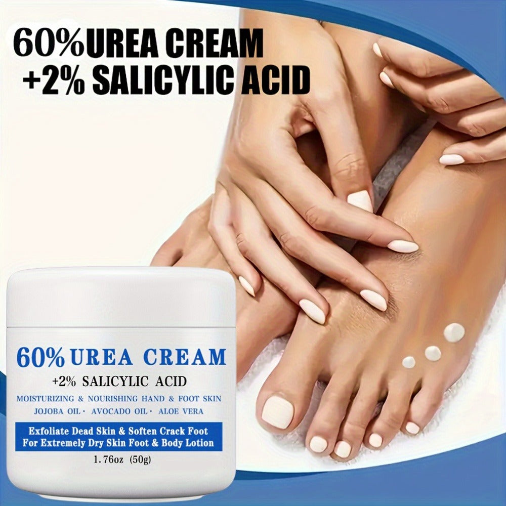 Urea Foot Cream 60% with 2% Salicylic Acid Deep Moisturizing Exfoliating Heel & Hand Lotion – Softens Dry Cracked Skin, Jojoba & Avocado Oil, Hypoallergenic 1.76oz - product image 4