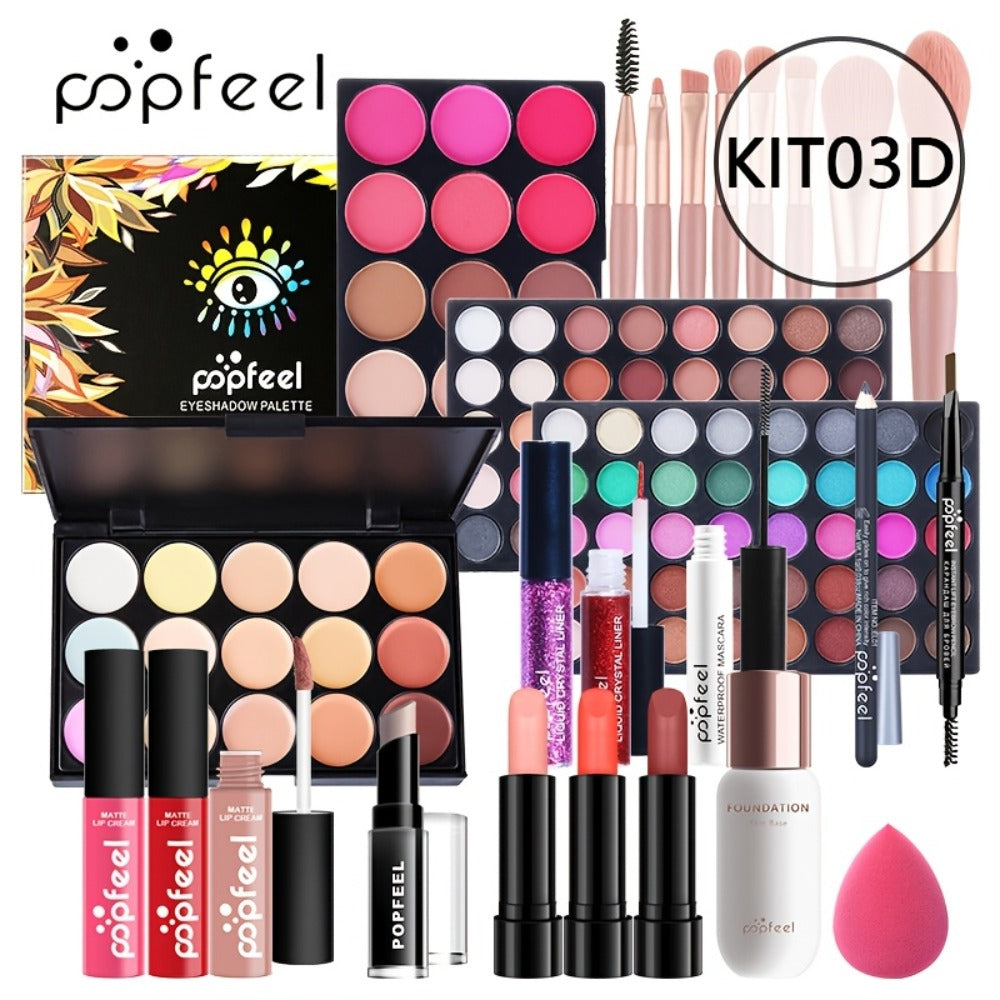 POPFEEL Makeup Kit Full Face Set — Multi-Shade Eyeshadow Palette, Professional Brushes & Pigmented Lip Color, All-in-One Beauty Bundle for Everyday Glam, Special Occasions & Giftin - product image 5