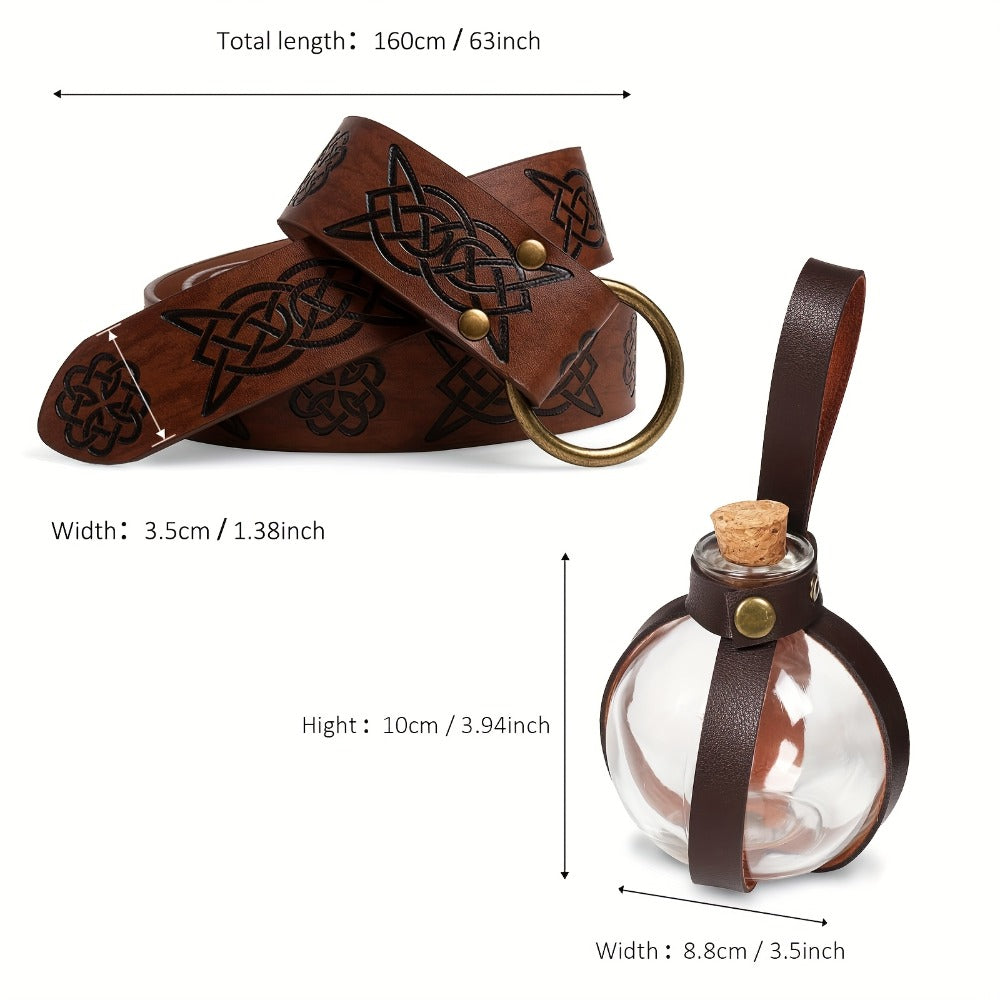 Medieval Costume Accessories Set 5-Piece | Corset Belt, Renaissance Belt Bag, Cork Potion Bottle & More for Halloween, Renaissance Faire, LARP & Cosplay - product image 4