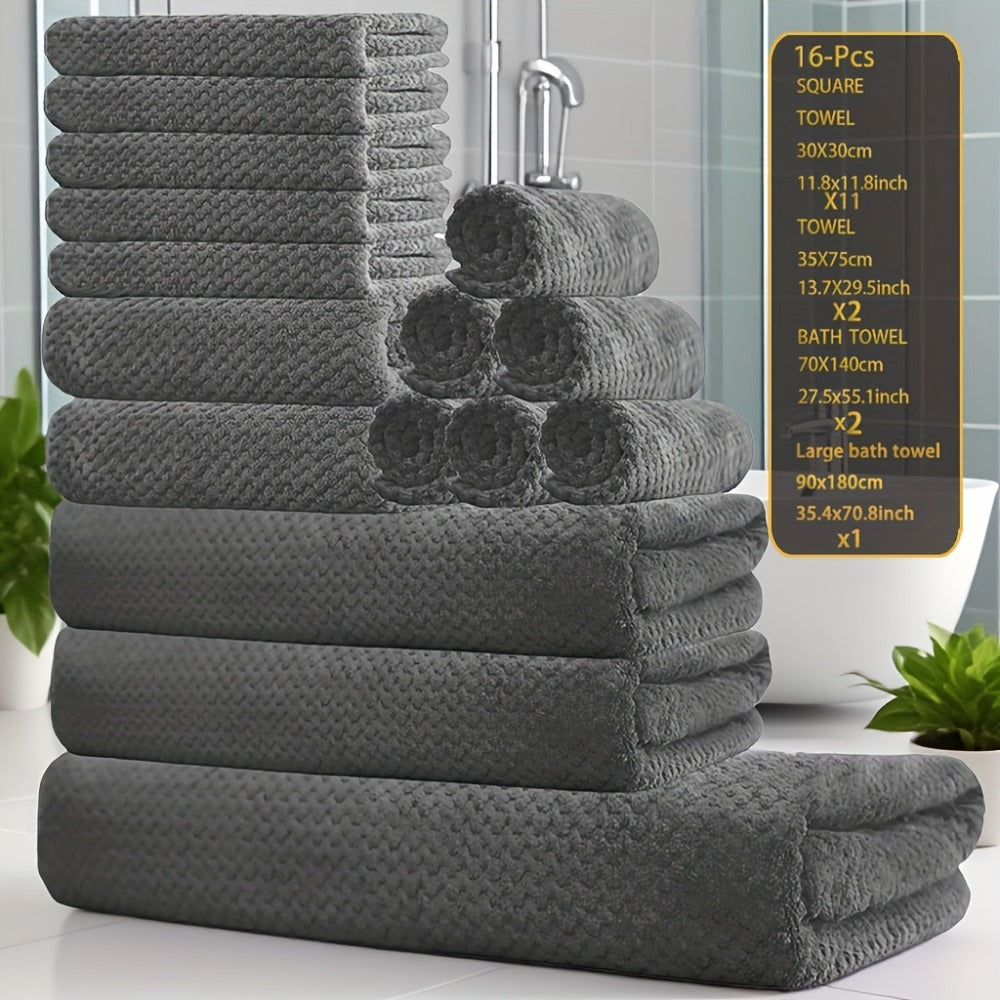 Coral Fleece Bath Towel Set 16 Piece 300GSM - Extra Large Bath Towel Washcloths Square Towels Soft Absorbent Quick Dry | 11 Colors | Hotel Home Travel Spa Gift Complete Bathroom To - product image 6