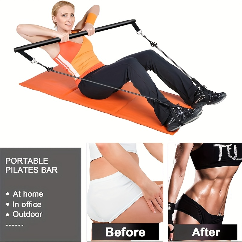 150LB Bands, Ankle Straps & Drawstring Bag, Travel-friendly Home Gym Fitness Set for Full Body Workout for Men & Women | Resistance Band Pilates Bar Kit 8-Piece - product image 10
