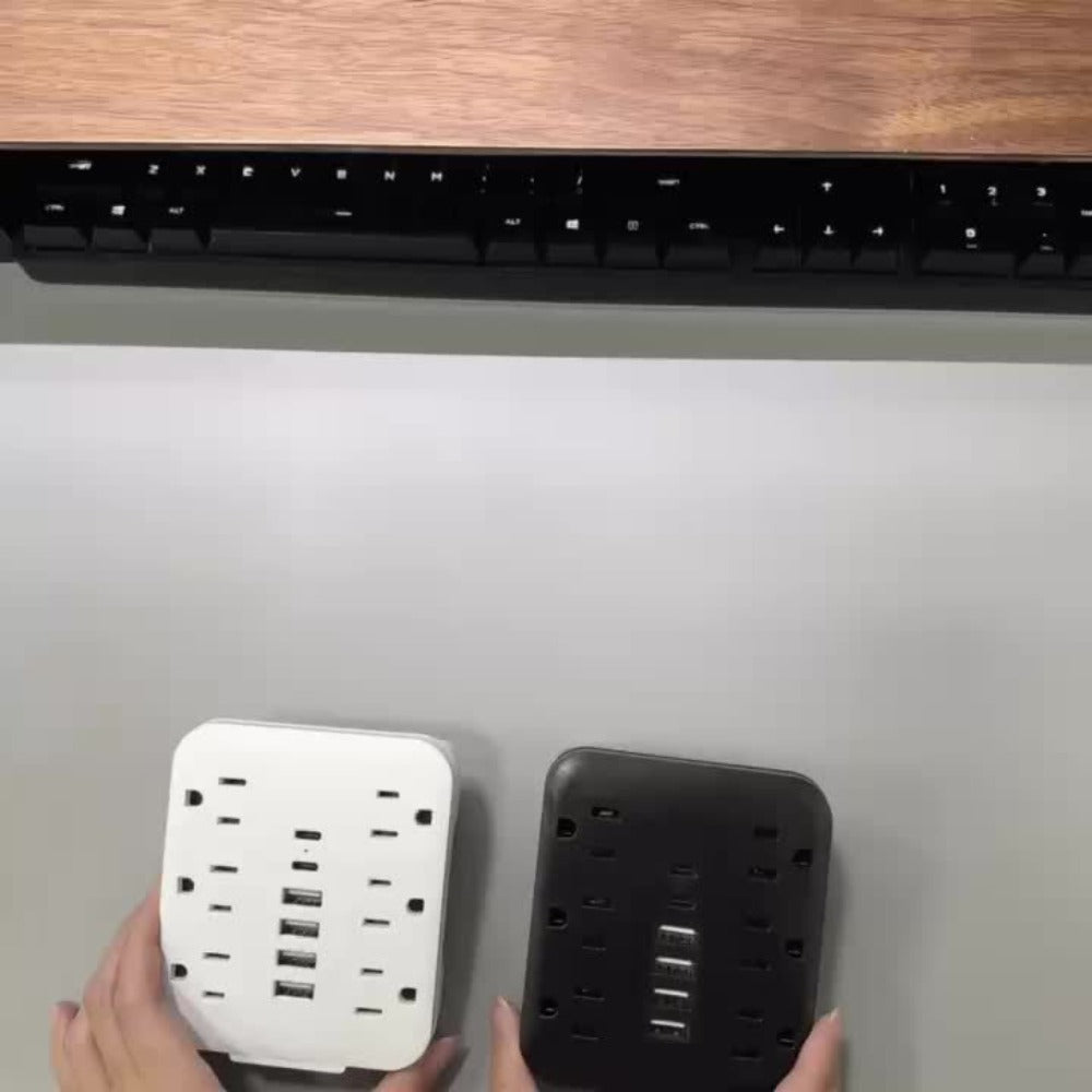 Wall Power Strip 12-in-1 with 6 AC Outlets & 6 USB Ports (2 USB-C) – Compact Space-Saving Plug, 110-130V US Plug for Home & Office – White & Black - product image 7