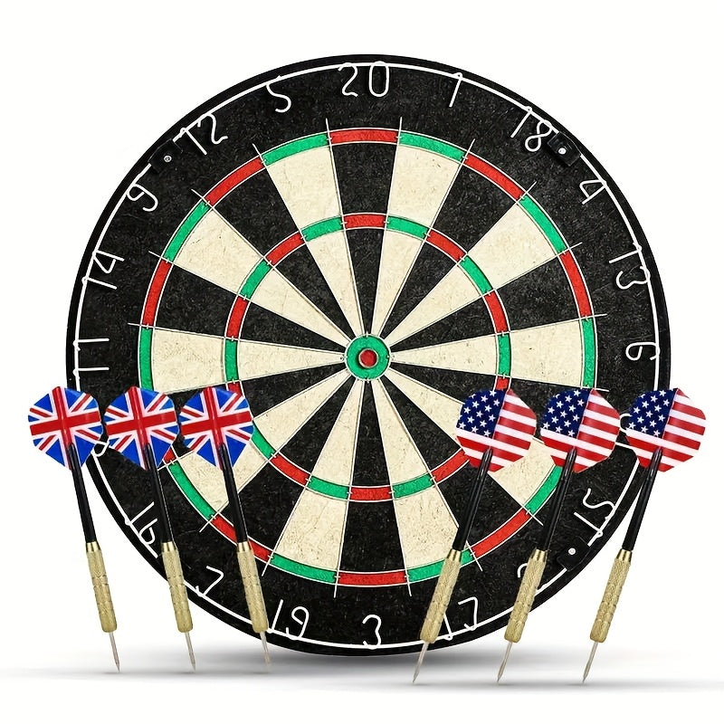 18 Inch Professional Sisal Bristle Dartboard Set – High-Density Double-Sided Board for Training Competition Game Night Christmas Gift – Regulation Size Steel - product image