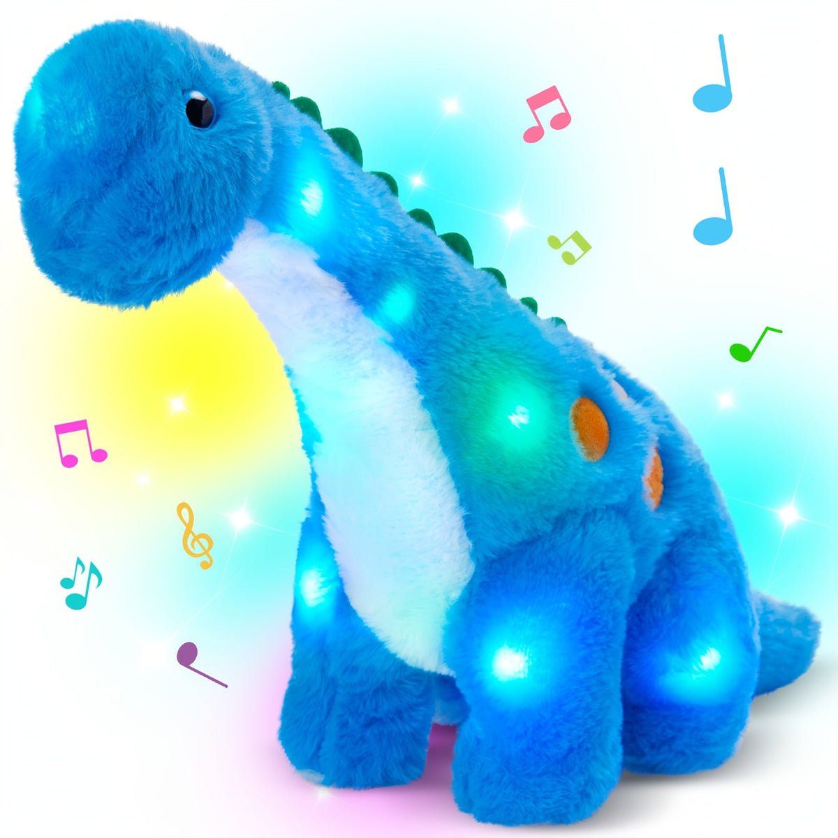 Dinosaur Stuffed Animal Plush Glowing Blue Dino with Music LED Light Up Soft Toy Glow in the Dark Birthday Gift for Kids Boys Girls Dinosaur Lovers for Home - product image 16