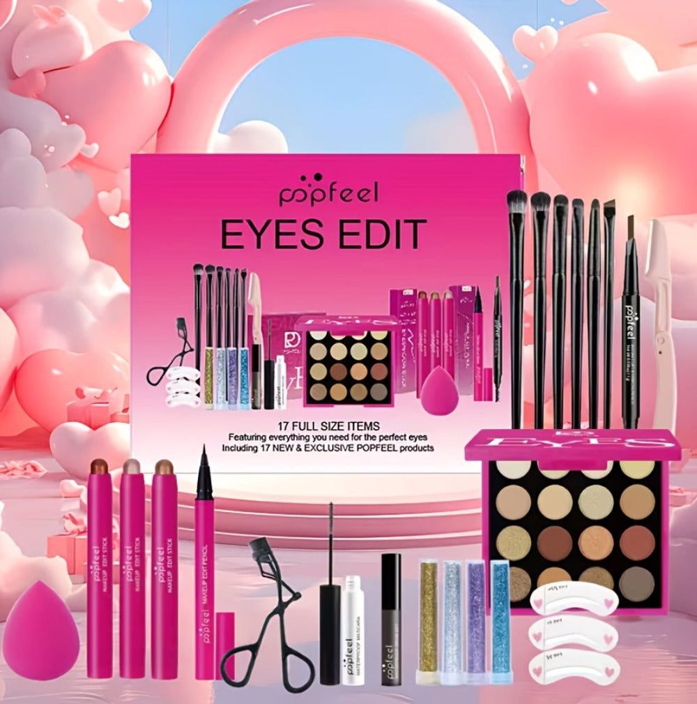 Makeup Kit Full Face All in One Eyeshadow Palette Blush Powder Foundation Mascara Brush Set Berry Neutral Shades for Women Beginners Daily Travel Party Gift - product image 16