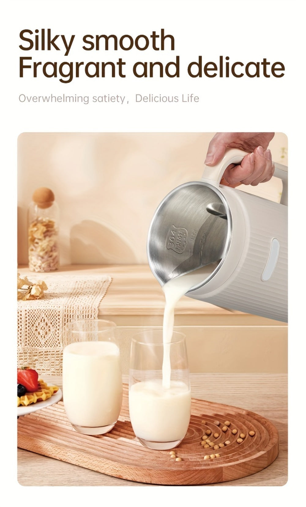 8-in-1 Nut Milk Maker 35oz 8-Blade - Almond Oat Soy Coconut Plant-Based Milk Machine with Delay Start Keep Warm Self-Cleaning Boil Water Function - Non-Dairy Beverage Blender Soy M - product image 10