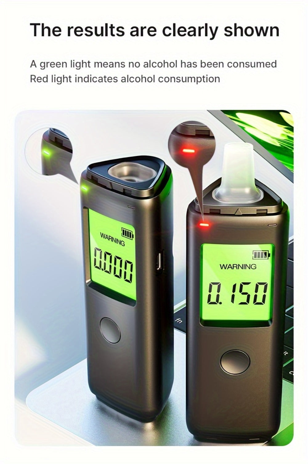 Breathalyzer Alcohol Tester 2-in-1 Rechargeable Dual Mode Blow Activated Digital BAC Tester for Personal Use Drunk Driving Prevention Portable Alcohol Meter - product image 14