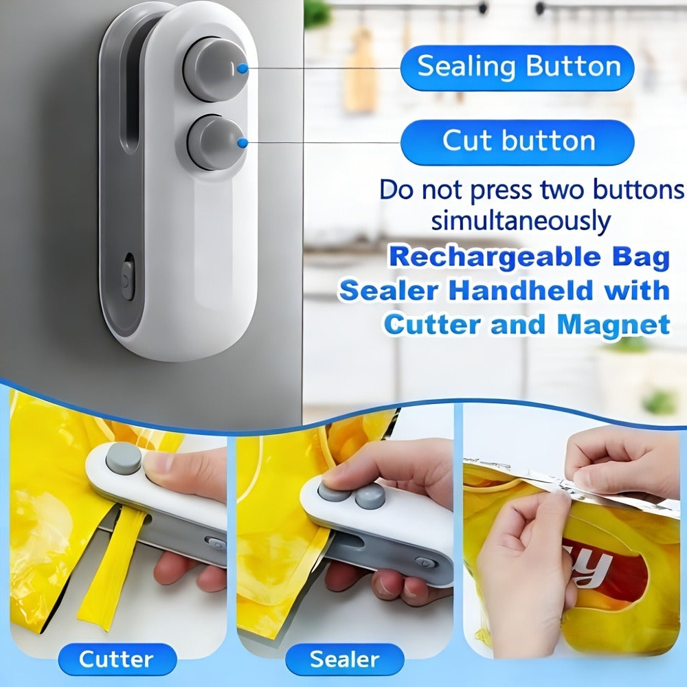 Mini Bag Sealer 2-Pack USB-C Rechargeable 2-in-1 Heat Seal with Cutter – Magnetic Storage Bag Resealer for Plastic Snack Food Bags | Airtight Freshness Keeper Portable Kitchen Gadg - product image 4