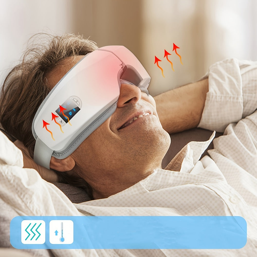 Eye Massager 4D Kneading Vibration Hot Compress Bluetooth Music Massage – Rechargeable Portable Eye Relax Device for Stress Relief - product image
