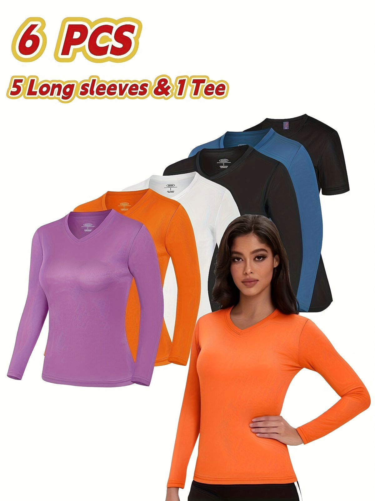 Women's 6-Pack Performance T-Shirts - Breathable, Moisture-Wicking, and Skin-Friendly for, Outdoor, and Everyday Comfort - product image