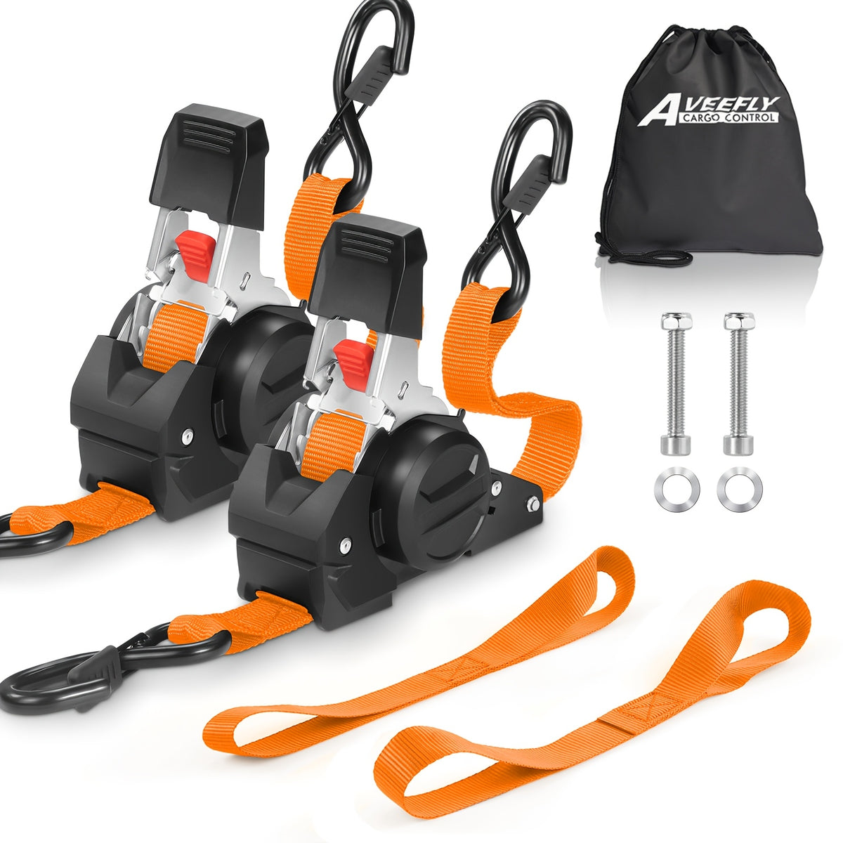 4pcs Retractable Ratchet Straps, 2pcs 10 Feet Heavy Duty Auto Self Retracting Tie Down Straps - Cargo Straps For Truck, Cargo Trailer, Motorcycle, Moving - product image 20