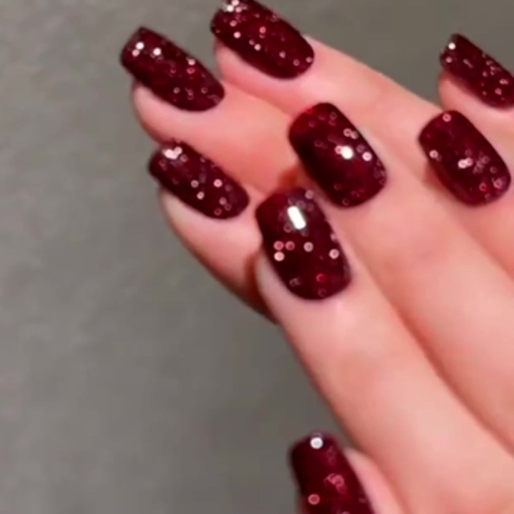 Explosive Glitter Gel Nail Polish 2pcs Shattered Flash Silvery Red – High Saturation Sparkle Long-Lasting Gel in Gilt Bottle, Christmas Holiday Salon Manicure Nail Art Gift for Wom - product image 11