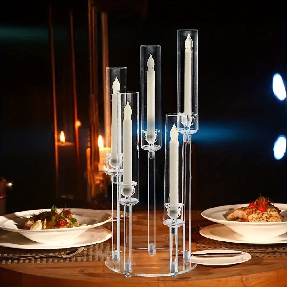 Acrylic Candelabra Candle Holder – Clear Crystal 5-Arm & 6-Arm Taper Candlestick Holders for Wedding Centerpiece, Dining Table, Party & Anniversary Decor - product image 11