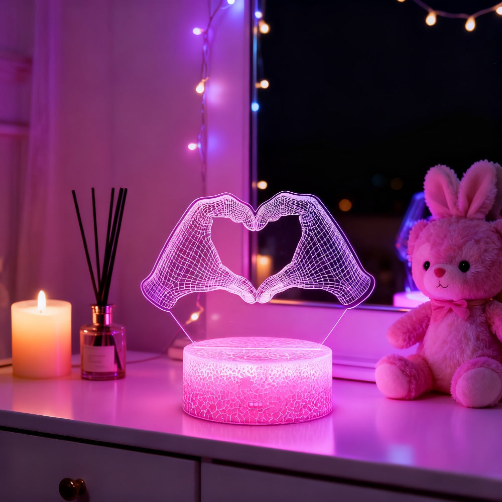 3D Heart Hands LED Night Light 16 Color Changing Optical Illusion Lamp Touch Remote Control Dimmable Bedside Table Lamp for Bedroom Valentine Gift Birthday Housewarming - product image 12