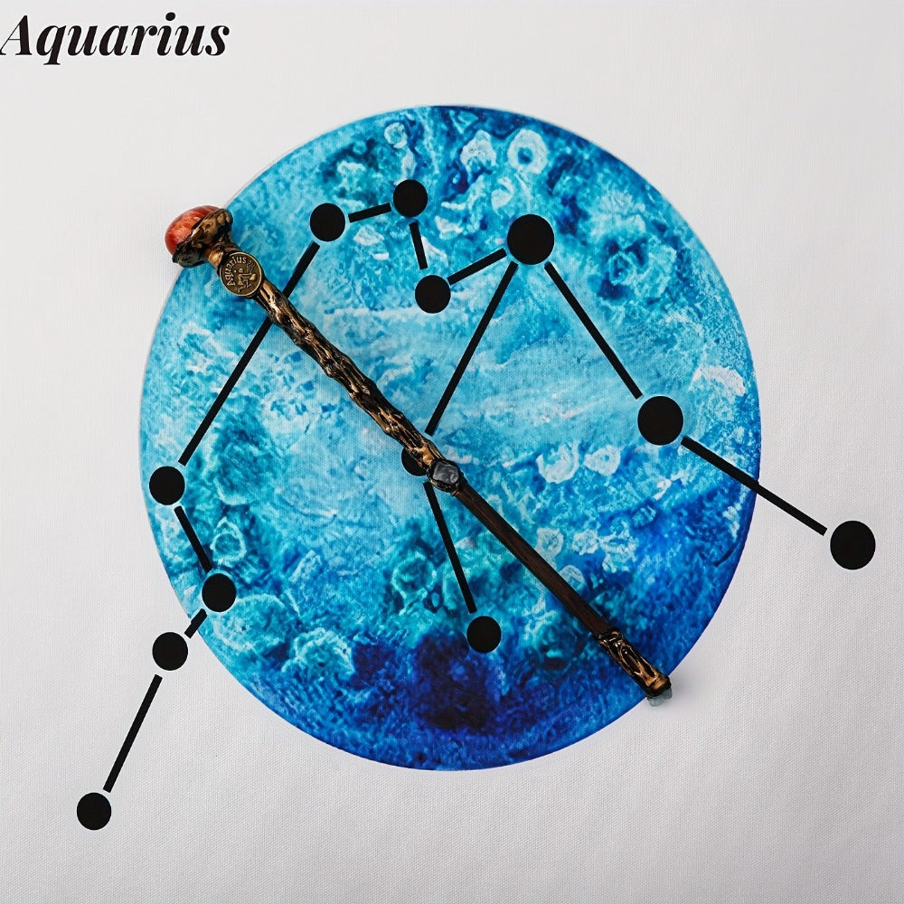Handmade Astrology Wand All 12 Signs Aries Taurus Gemini Cancer Leo Virgo Libra Scorpio Sagittarius Capricorn Aquarius Pisces Cosplay Party Decor Birthday Gift | Zodiac Crystal Magic Wand with Gift Box