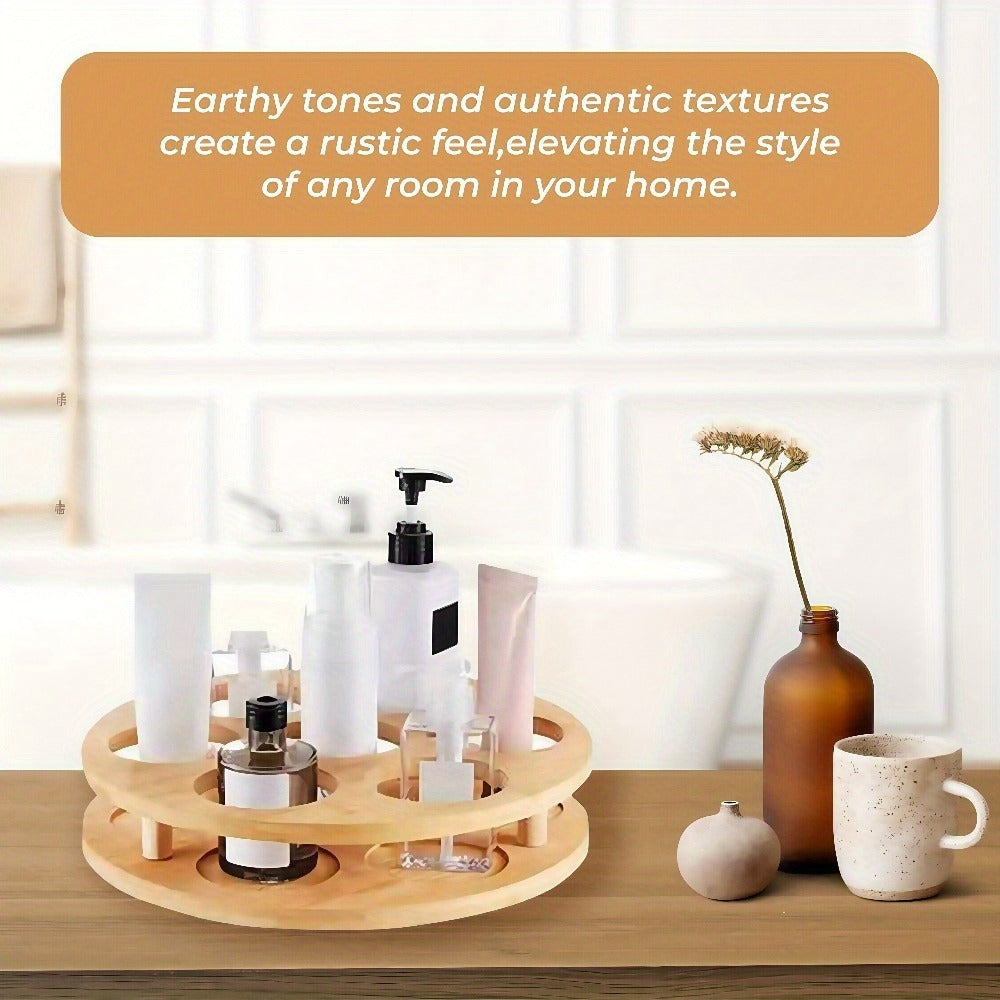 360 Rotating Bamboo Coffee Syrup Organizer 7-Bottle Holder Rack – Countertop Spice Condiment Storage Stand for Kitchen Bar Home Office Desktop Easy Assembly Scratch-Proof Base - product image 18