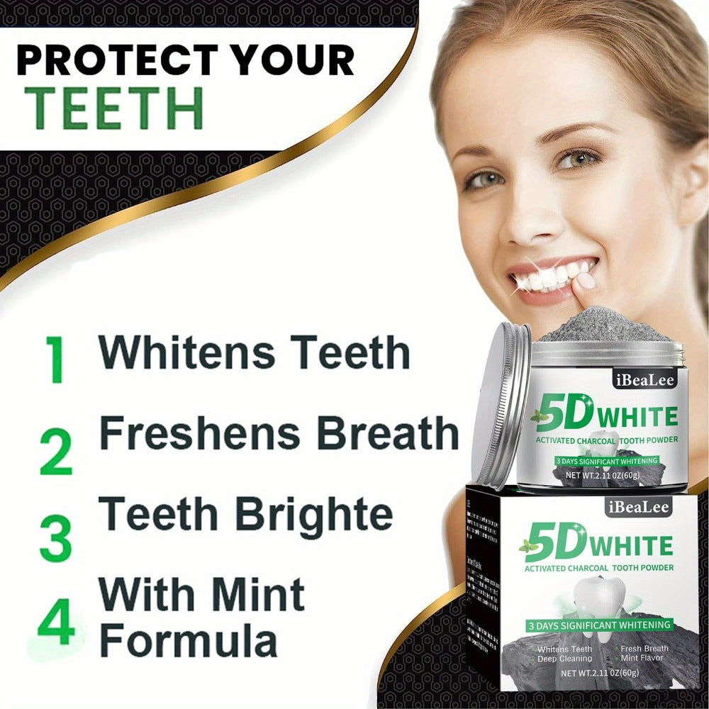 Activated Charcoal Teeth Whitening Powder 60g Natural Stain Remover for Coffee Tea Tobacco Deep Cleaning Dental Polish Breath Freshener Oral Care for Men Women Daily Whitening Trea - product image 10