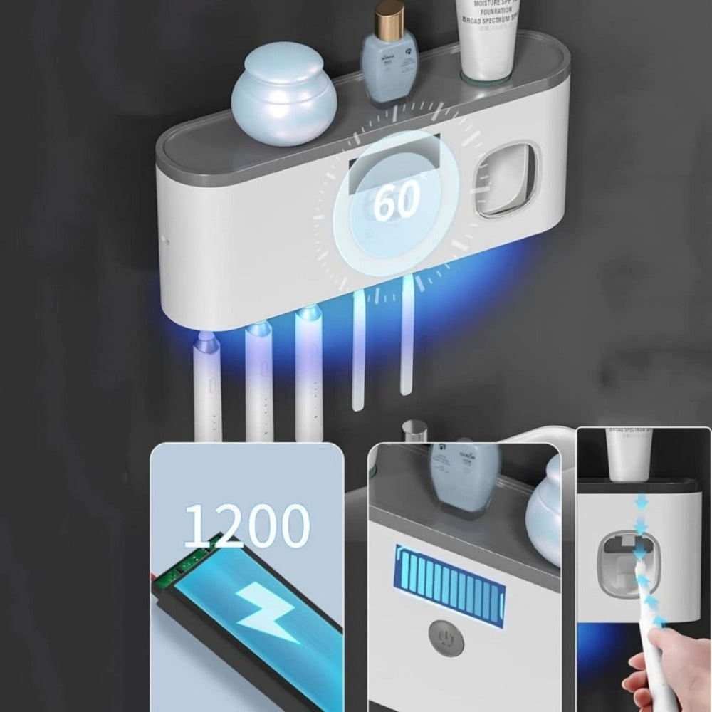 Toothbrush Holder Wall Mount with Toothpaste Dispenser Solar Rechargeable Cordless Space Saving Bathroom Organizer Toothbrush Storage for Bathroom Counter Vanity - product image 4
