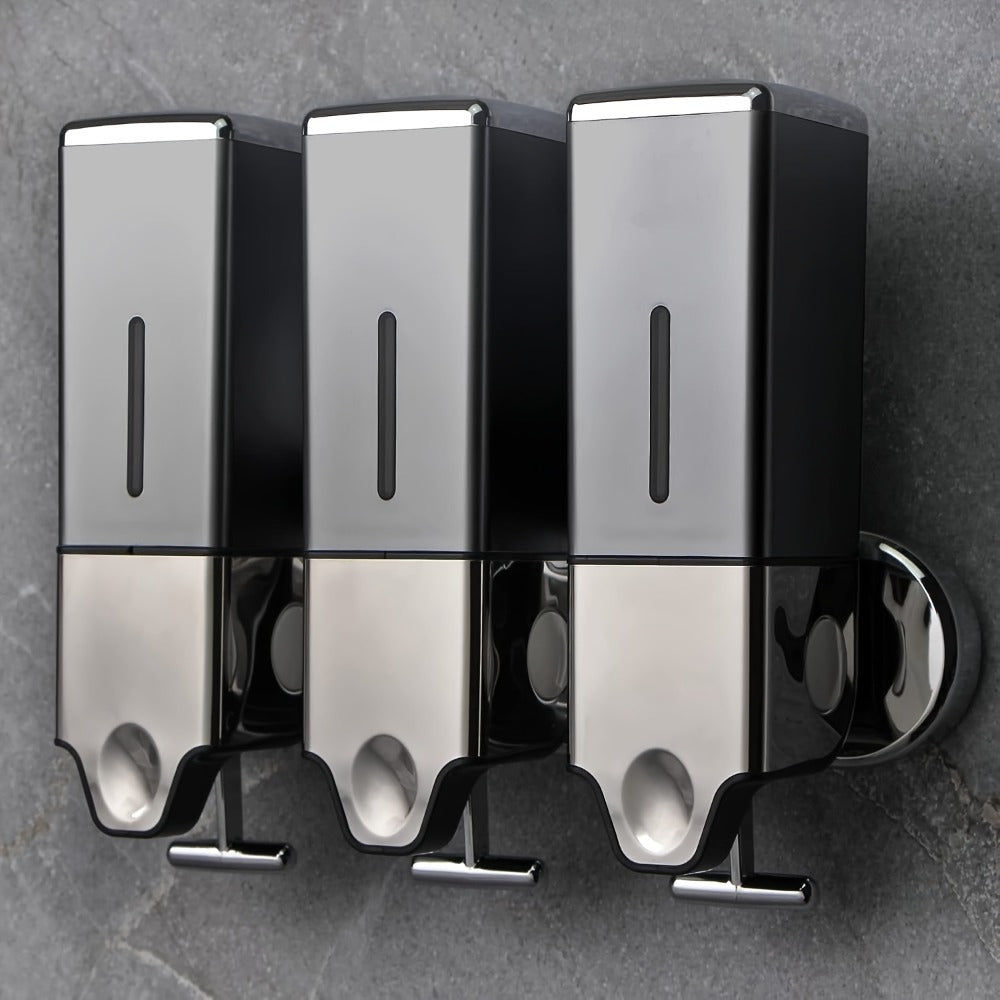 Wall Mounted Soap Dispenser Set 3-Pack No Drill 16.91oz Shampoo Shower Gel Conditioner Dispenser for Bathroom Kitchen - product image 3