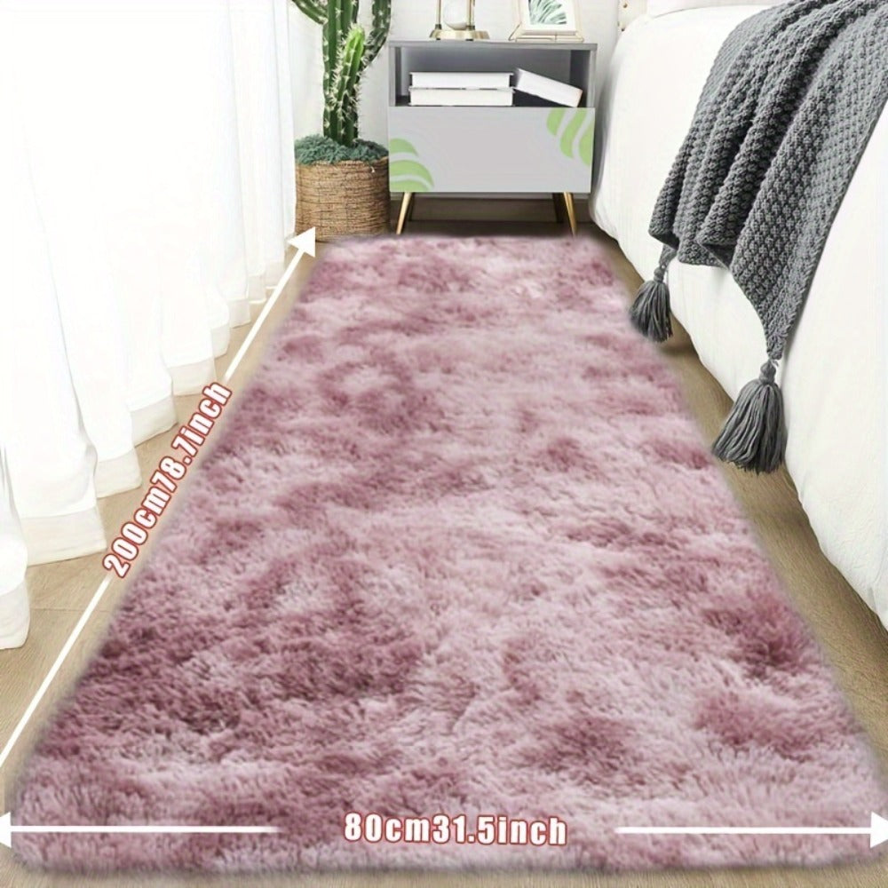 Tie-Dye Plush Fluffy Mat Absorbent Non-Slip – Luxury Soft Bathroom Rug for Living Room & Bedroom, Modern Home Decor Floor Mat, 31.5x78.7 in – Light Grey, Dark Gray, Light Pink, Bla - product image 7