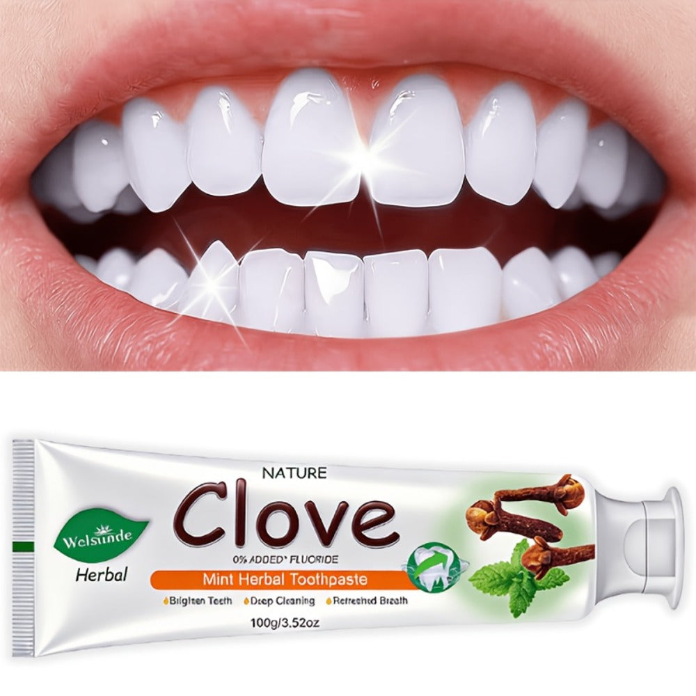 Herbal Toothpaste with Clove & Mint – Fluoride Free Deep Cleaning Whitening Toothpaste for Sensitive Gums, Natural Breath Freshener with Herbal Extracts, Daily & Travel Oral Care f - product image
