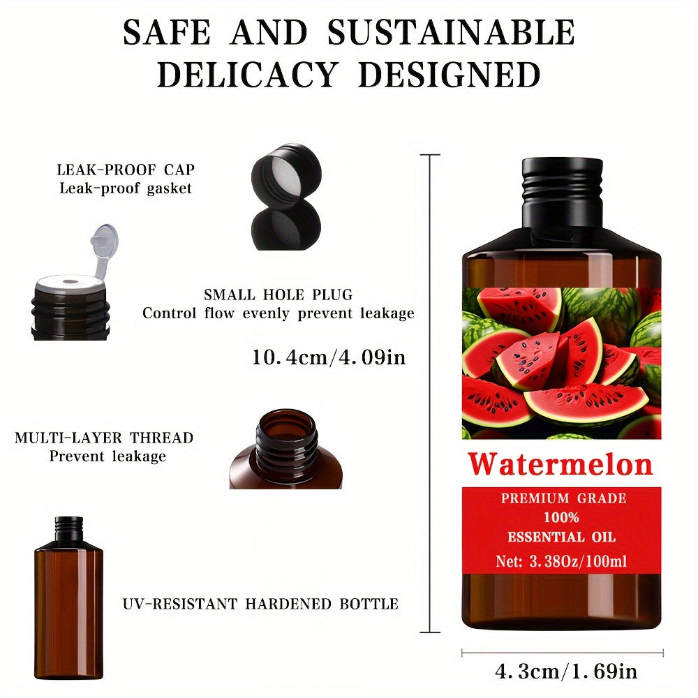 Watermelon Essential Oil 100ml 3.38oz — 100% Pure Aromatherapy Oil for Skin Hair Nail Care Massage & Diffuser, Fresh Fruity Scent Relaxation Gift for Women and Men - product image 5