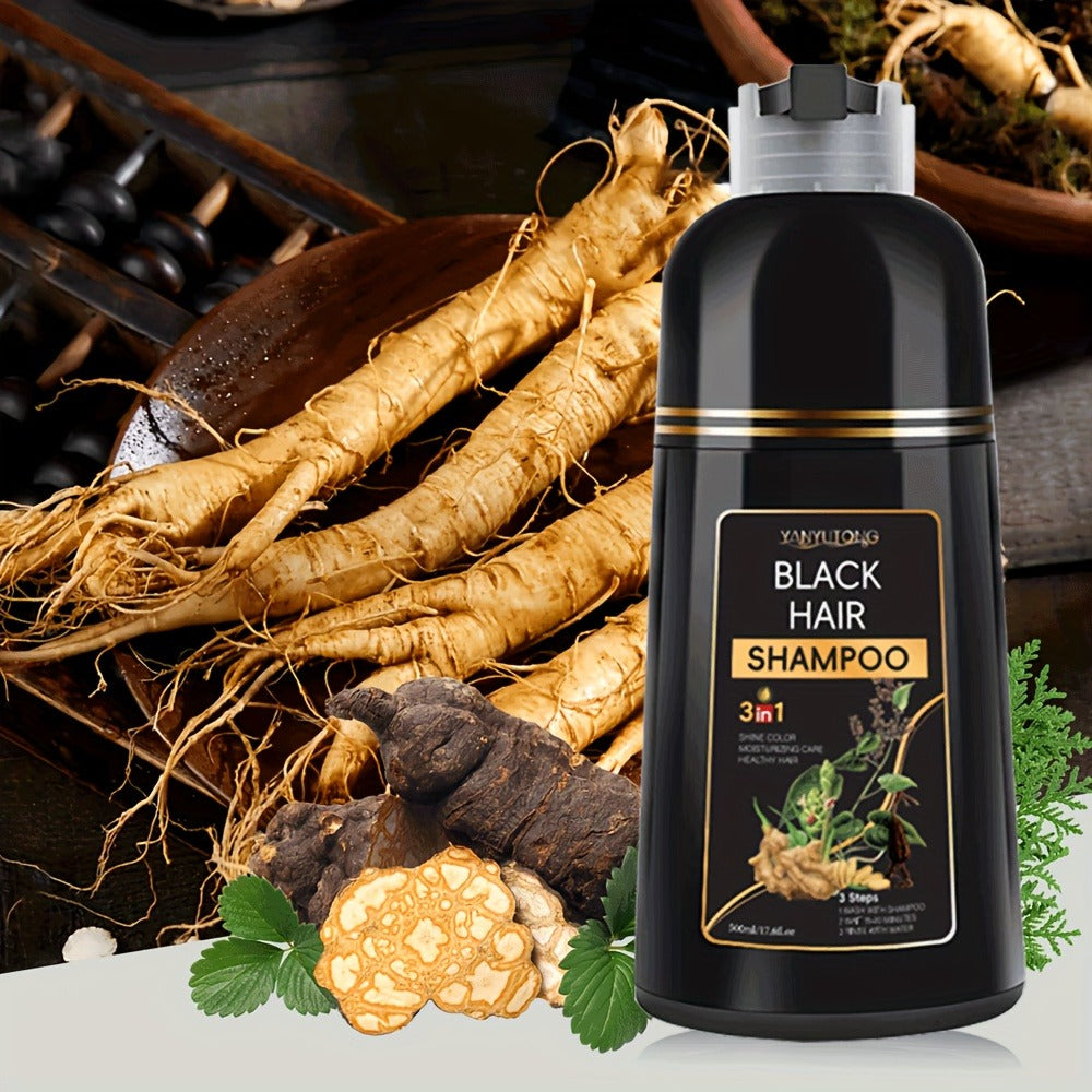 3-in-1 Black Hair Dye Shampoo & Beard Color Cleanser — Natural Herbal Formula, Fast Coloring, Long-Lasting, Gentle Moisturizing, All Hair Types, Men & Women, 500ml - product image 8