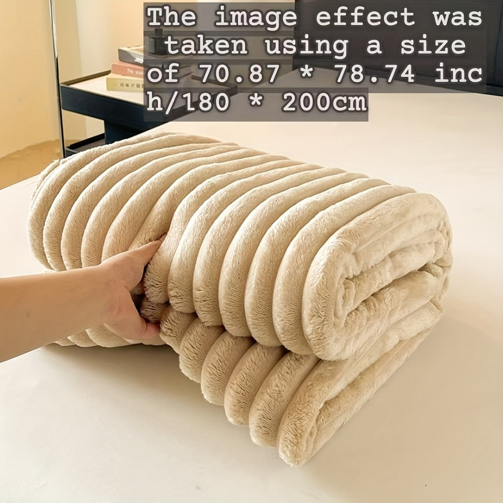 Plush Faux Fur Blanket – Imitation Rabbit Fur 300-350gsm Knit Throw for Sofa, Bed & Travel, All Season, 3 Colors, 2 Sizes - product image 17
